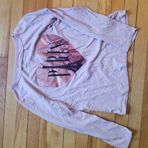Girls  Paris heart long sleeve tee size L